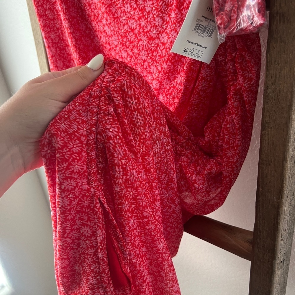 Red Floral Ruched Skirt - Picture 3 of 6